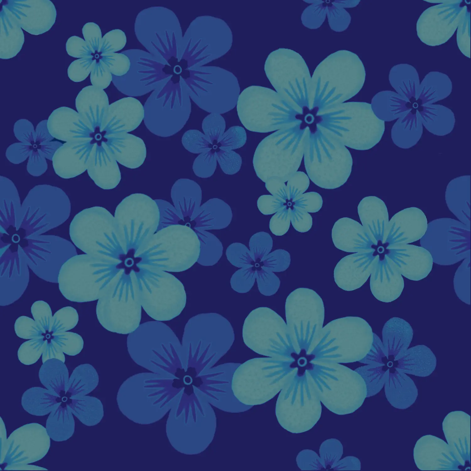 Plumeria toss repeat on a navy ground